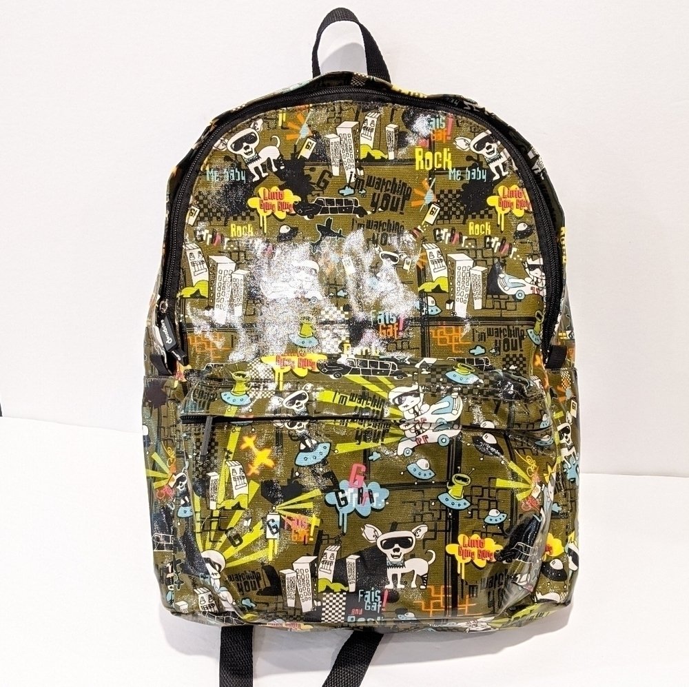 DECODELIRE kids green canvas coated backpack